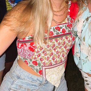 shein one shoulder mixed print crop top